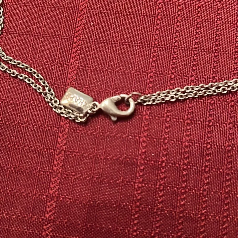 Chaps Double chain silver & black beaded necklace EUC